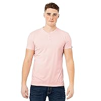 X RAY Men's Soft Stretch Cotton Short Sleeve Solid Color Slim Fit Henley T-Shirt, Fashion Casual Tee for Men