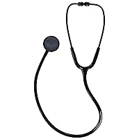 Dixie Ems Premium Single Head Master Lite Stethoscope, All Black Edition with Tunable Diaphragm and Extra Ear Tips for Doctors, Nurses, EMTs, and Medical Students