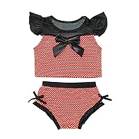 Girls Swimsuit Dot Swimwear Bikini Two Swimsuit Baby Bowknot Piece Outfits Girls Printed Kids Summer