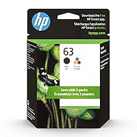 HP 63 Black/Tri-color Ink Cartridge (2-pack) | Works with HP DeskJet 1112, 2130, 3630 Series; HP ENVY 4510, 4520 Series; HP OfficeJet 3830, 4650, 5200 Series | Eligible for Instant Ink | L0R46AN