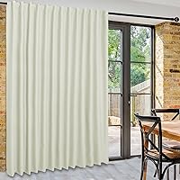 DWCN Privacy Room Divider Blackout Curtain - Patio Sliding Door Curtains, Extra Wide Thermal Curtains with Back Tab & Rod Pocket for Living Room and Bedroom Partition, 100 x 108 Inches, Light Beige