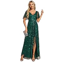 Ever-Pretty Women's Shimmery Sequins A-Line Side Slit Elegant Long Evening Dresses 02083