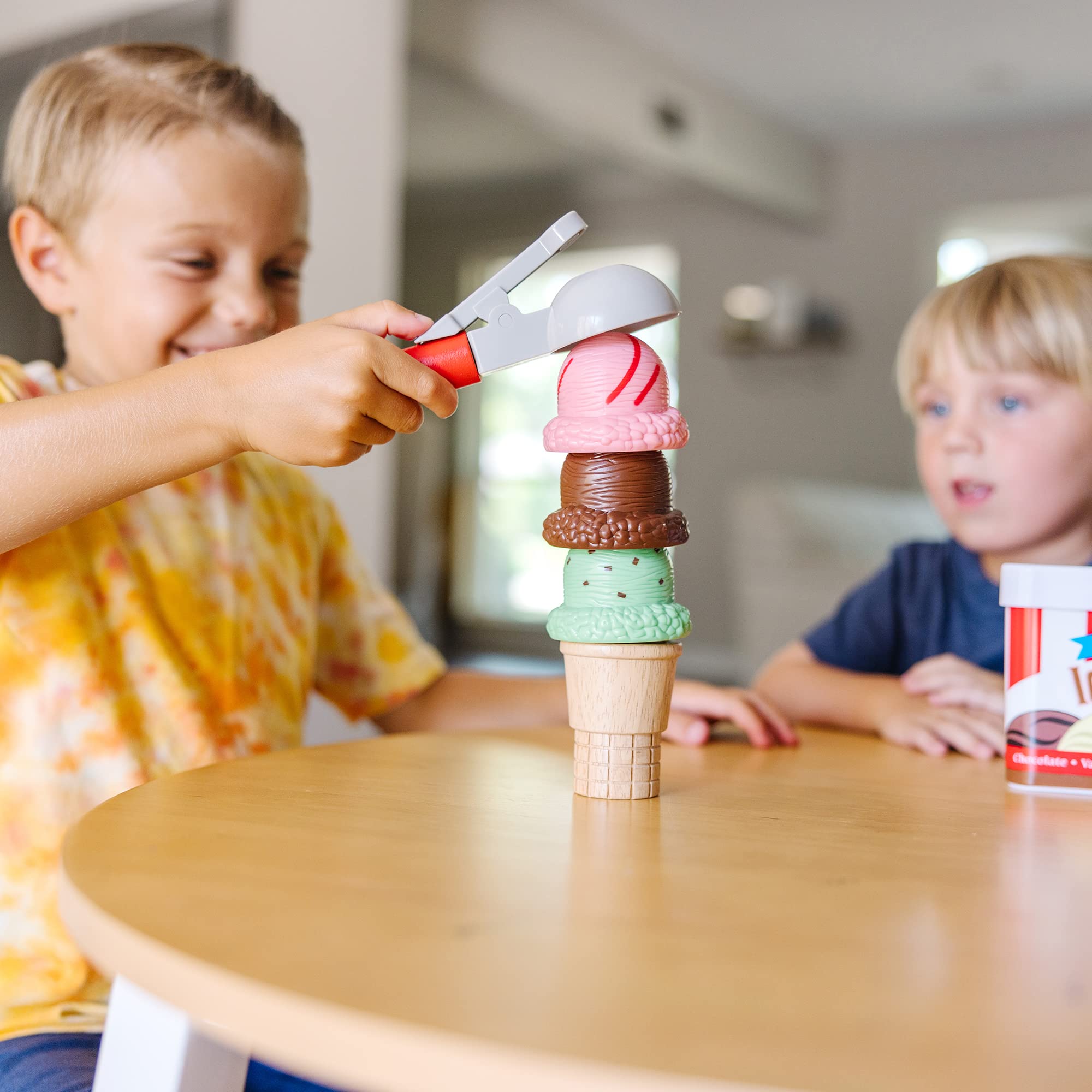 Melissa & Doug Scoop and Stack Ice Cream Cone Magnetic Play Set, Multicolor - Pretend Food, Ice Cream Toy For Toddlers And Kids Ages 3+.