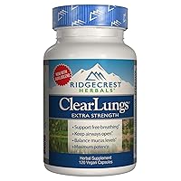 RidgeCrest Clearlungs Extra Strength, Homeo/Herbal Decongestant , 120 Veg Capsules