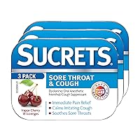 Sucrets Lozenges, Sore Throat & Cough Vapor Cherry, 18 ct (Pack of 3)