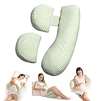 Pregnancy Pillow - Maternity Pillow with Adjustable and Removable Cooling Cover, Pregnancy Pillows for Sleeping - Support for Back, Legs, and Belly of Pregnant Women (Green)