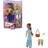 Mattel Spirit Untamed Pru Doll (Approx.7-in), 2 Fashion Outfits, Purse & Horse-themed Accessory, 7 Movable Joints, Great Gift for Ages 3 Years Old & Up