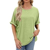 Women Oversized T-Shirt Fashion Summer Casual Short Sleeve Loose Tee Tops Crew Neck Pullover Tops Solid Blouses Tunic
