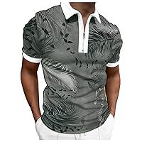 Men's Classic Short Sleeve Polo Shirt Regular Fit Color Block 1/4 Zip Golf Tops Sports Bodybuilding Compression Shirt