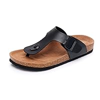 WTW Men's Cork Footbed Sandals - Slip on Beach Slide Sandals Shoes with Adjustable Metal Buckle Strap for Men