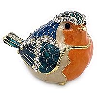 JWT Astyle Robin Bird Hinged Jewelry Box with Stones , Collectible Animal Trinket Box.Rings Earrings Storage Boxes,Bird Figurine Home Decor Gift.