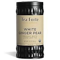 Tea Forté Organic White Tea WHITE GINGER PEAR, 2.82 Ounce Loose Leaf Tea Canister