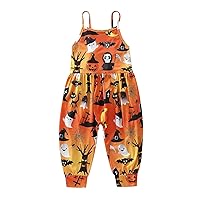 Girls Summer Clothes Size 5 Girls Strap Baby Cartoon Romper Halloween Kids Toddler Jumpsuit Girls (Orange, 5-6 Years)