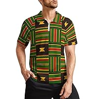 African Kente Cloth Tribal Print Men's Athletic T Shirts Full Print Tees Crew Neck Short Sleeve Tops