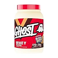 GHOST Whey Protein Powder, Nutter Butter Chocolate - 2LB Tub, 26G of Protein - Chocolate Peanut Butter Cookie Flavored Isolate, Concentrate & Hydrolyzed Whey Protein Blend