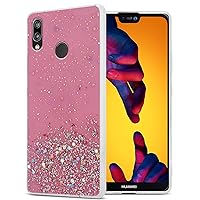 Case Compatible with Huawei P20 LITE 2018 / NOVA 3E in Pink with Glitter - Protective TPU Silicone Cover with Sparkling Glitter - Ultra Slim Back Cover Case