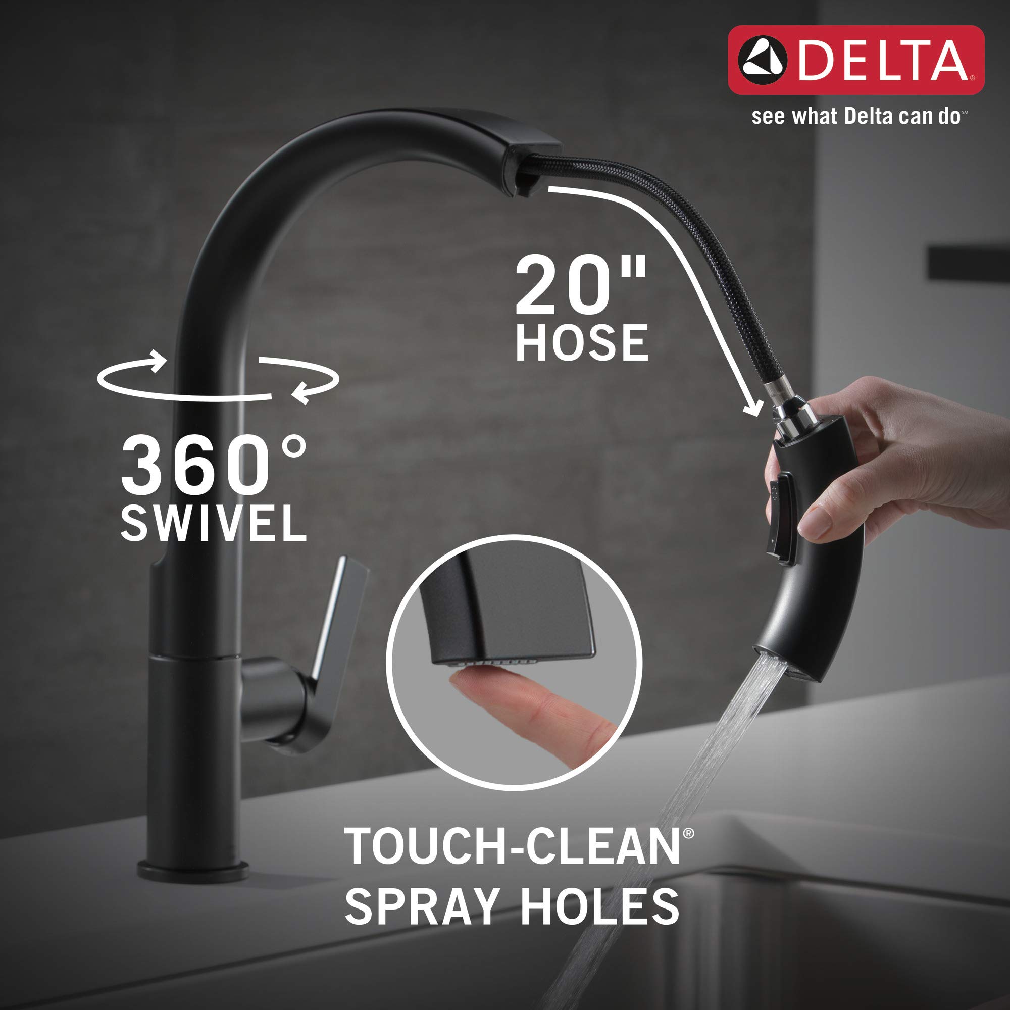 Delta Faucet Keele Matte Black Kitchen Faucet Black, Kitchen Faucets with Pull Down Sprayer, Kitchen Sink Faucet, Faucet for Kitchen Sink, Magnetic Docking Spray Head, Matte Black 19824LF-BL