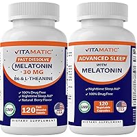 Vitamatic Melatonin 30mg Made with B6, Magnesium, L-Theanine, L-Tryptophan, 5-HTP, GABA, Valerian, Chamomile, Passion Flower, Ashwagandha & Black Pepper