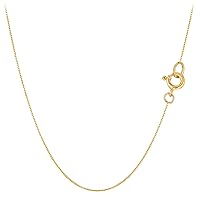 Jewelry Affairs 10k Real Solid Gold Mirror Box Style Chain Necklace, 0.45mm