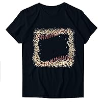 2024 Baseball Mama T-Shirt Women Funny Leopard Baseball Graphic Tee Tops Summer Casual Loose Fit Mom Gift Blouses