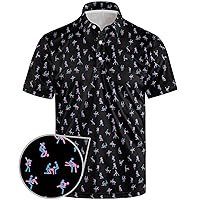 Golf Polo Shirts for Men Funny Print Short Sleeve Golf Shirts Dry Fit Performance Golf Polos