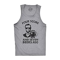Mens Four Score and Seven Beers Ago Tanktop Funny Abe Lincoln Gettysburg Address Tank