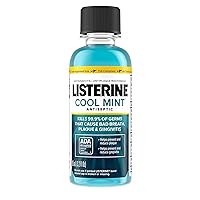 Cool Mint Antiseptic Mouthwash, Daily Oral Rinse Kills 99% of Germs that Cause Bad Breath, Plaque and Gingivitis for a Fresher, Cleaner Mouth, Cool Mint, Travel Size, 3.2 oz