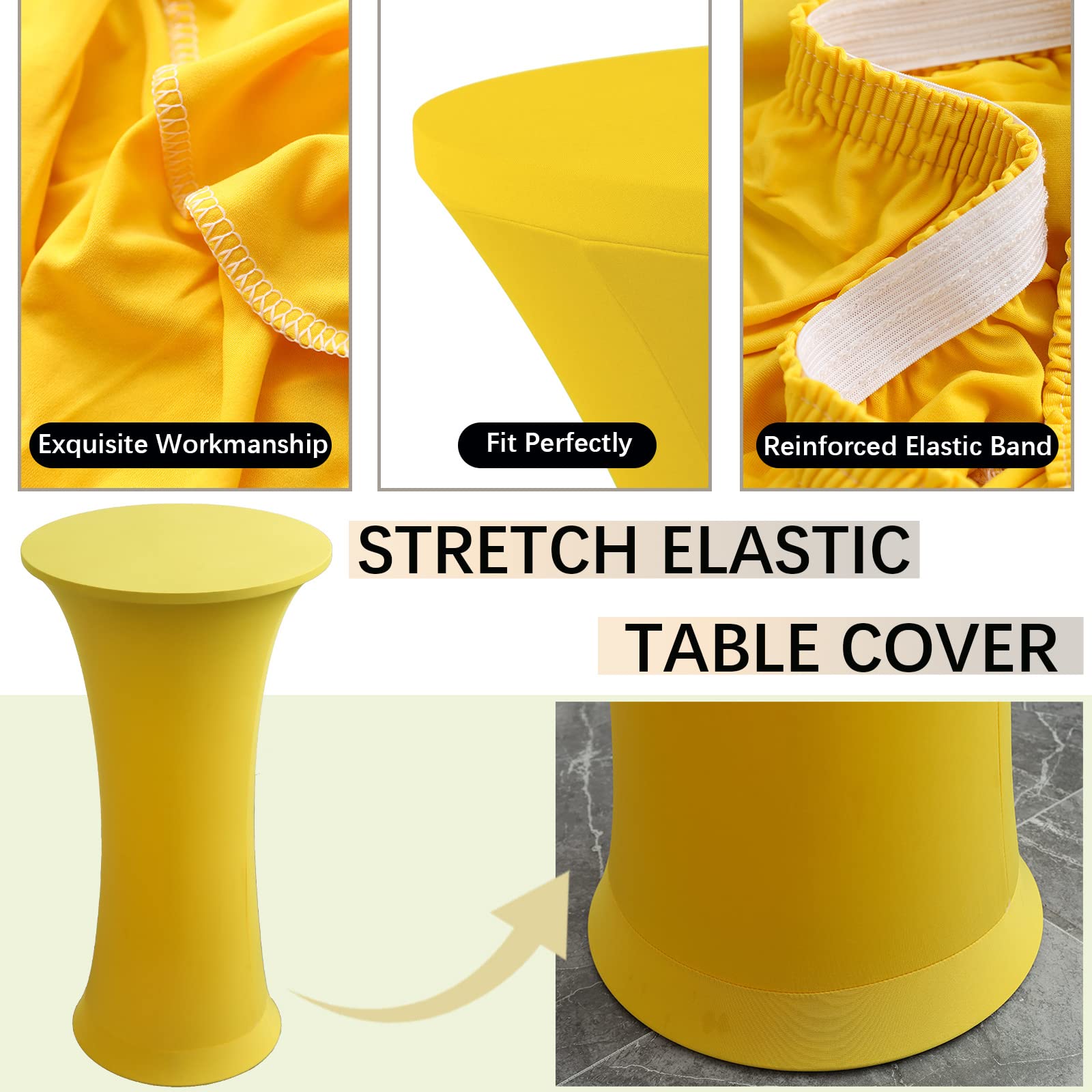 Jusmate Cocktail Spandex Stretch Round Tablecloth, 2 Pack 24