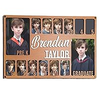 Personalized School Years Picture Frame Personalized School Picture Frame K-12 Photo Collage Frame, Name Custom Wood School Days Graduation Photo Display Frame Cool Graduation Gift