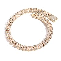 Width 16mm Miami Cuban Link Chain for Men, Extra Shiny Iced Out Men Cuban Link Chain, 16-24 Inch Solid Thick Big Hip Hop Cuban Link - Gift Box Included