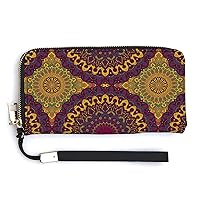 Oriental Art Style Mandala Fashionable Handheld Wallet Credit Card Change Handbag Travel Purses Money Organizers Cell Phone Bag
