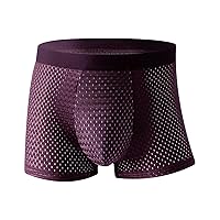 Men's Boxer Briefs Sexy Breathable Underwear Ice Silk Boxers Soft Comfort Underpants Waistband Solid Boxers Panties