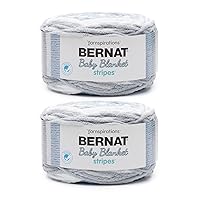 Bernat Baby Blanket Cake Stripes Above The Clouds Yarn - 2 Pack of 300g/10.5oz - Polyester - 6 Super Bulky - 220 Yards - Knitting, Crocheting & Crafts, Chunky Chenille Yarn