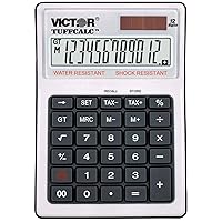 Victor 99901 12-Digit TUFFCALC Calculator, Battery and Solar Hybrid Powered LCD Display, Shock and Water Resistant, Perfect for Restaurants, Construction Sites, Labratories and More (Renewed)