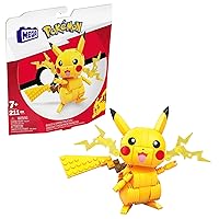 Mega Pokemon Action Figure Building Toys, Pikachu with 205 Pieces, 4 Inches Tall, Poseable Character, Gift Ideas for Kids