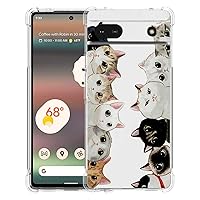Pixel 6a Case, White Black Cute Cats Drop Protection Shockproof Case TPU Full Body Protective Scratch-Resistant Cover for Google Pixel 6a