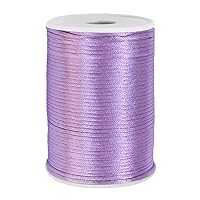 FQTANJU 2mm x 100 Yards Premium Quality Rattail Nylon Satin Cord Roll, Kumihimo Rattail,Chinese Knot, (Light Purple)