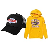 Happy Dad Hat & Hoodie (L) Bundle, Trendy Mens Hats, Graphic Pullover Fleece Sweatshirt