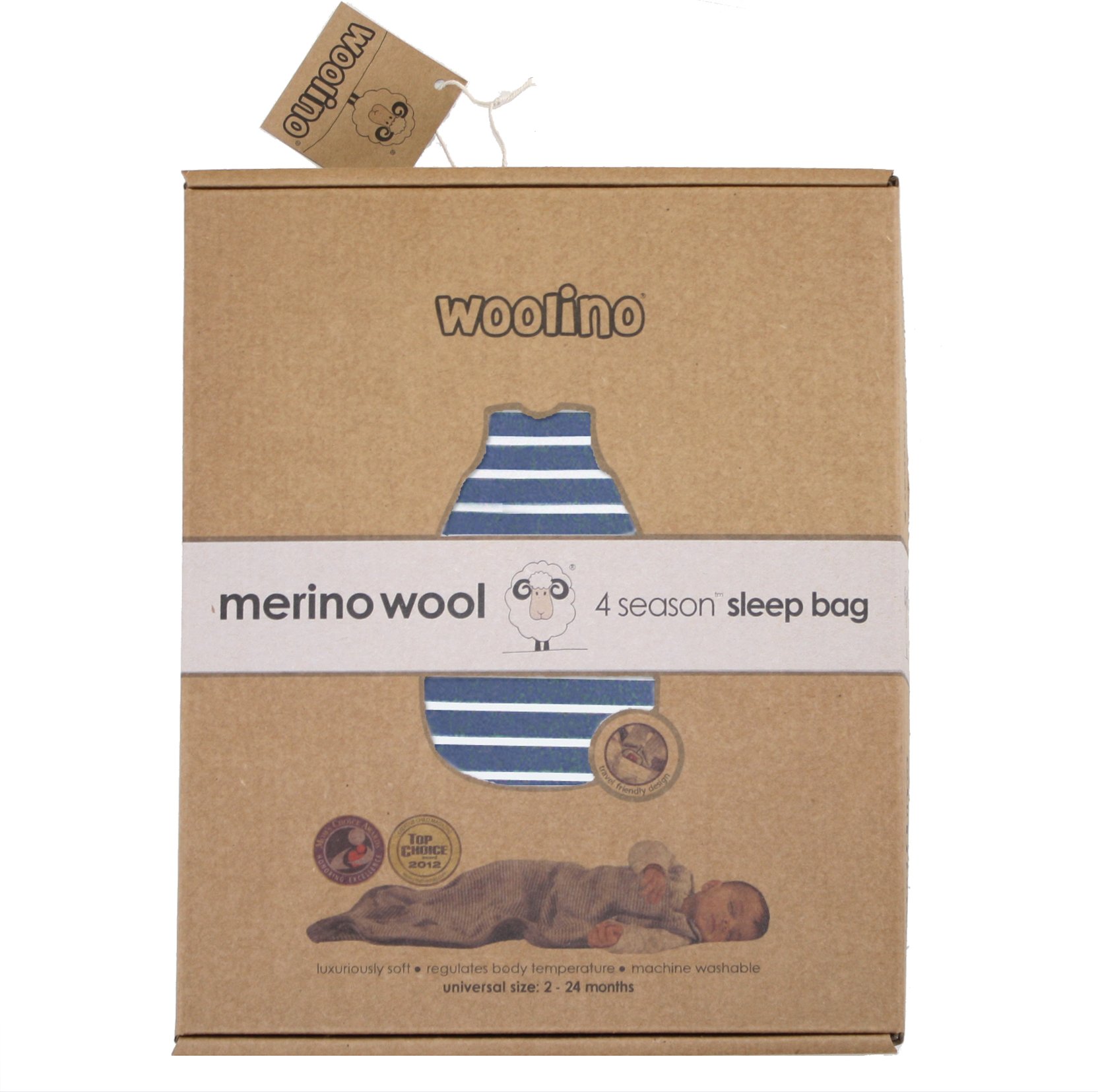 Baby Sleeping Bag from Woolino - 4 Season - Merino Wool - 2 Months - 2 Years - Navy Blue