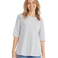 ESTEEZ Comfy Elbow Sleeve Casual Cotton T-Shirt for Women