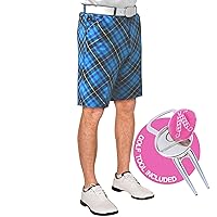 Royal & Awesome Mens Golf Shorts, Crazy Golf Shorts For Men, Plaid Shorts Men - Golf Tool Included