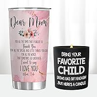 TEEZWONDER Mothers Day Gift Set - 20oz Tumbler & 10oz Scented Candle, Mothers Day, Christmas, Birthday Gifts For Mom, Mama, Mom Gifts From Daughter, Son, Bonus Mom, Stepmom, Mother In Law Gift Ideas