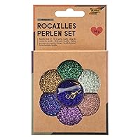 folia 12912 - Mermaid Seed Beads Craft Set, with Approx. 90 g Beads in 7 Colours, Nylon Thread and Clasps - for Making Jewellery, Beaded Beasts and Accessories