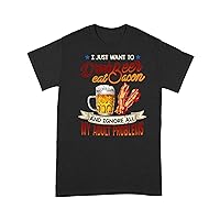 Funny Grilling T-Shirt I just Want to Drink Beer eat Bacon and Ignore All My Adult Problems