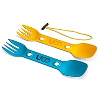 Utility Spork 3-in-1 Combo Spoon-Fork-Knife Utensil, 2-Pack, Gold/Sky Blue