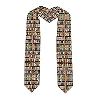 Library Bookshelf Print Graduation Shawl Stole Student Stole,Cultural,Choir,Church, Schools All Body Types