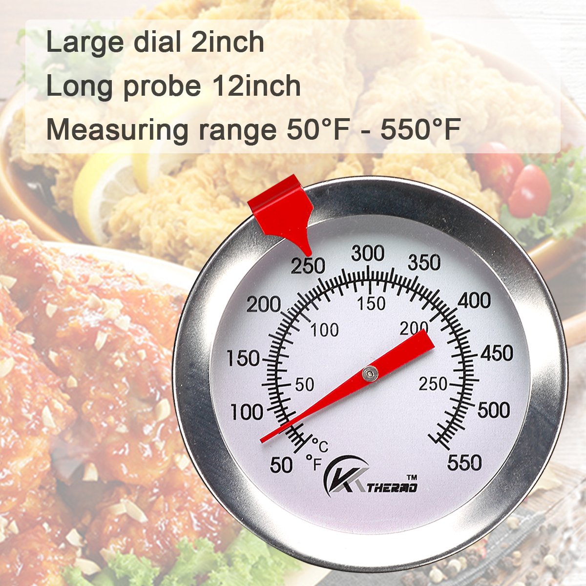 KT THERMO Deep Fry Thermometer With Instant Read,Dial Thermometer,12