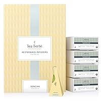 Tea Forte Sencha Green Tea Event Box, Bulk Pack of 48 Pyramid Infuser Tea Sachets for All Occasions