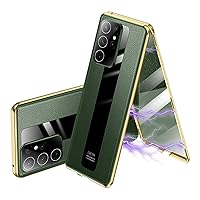 ZIFENGX- Case for Samsung Galaxy S23/S23 Plus/S23 Ultra, Magnetic Adsorption Metal Frame Front HD 10H Tempered Glass (S23,Green)
