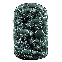 China Natural Hetian Green Jade Nephrite Carved Fengshui Zodiac Dragon Beast Pendant Amulet